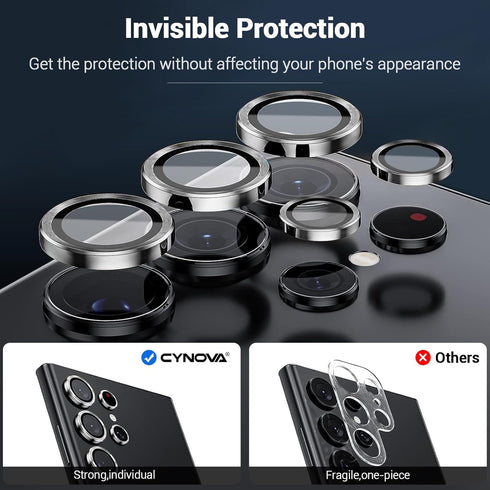 CYNOVA S24 Ultra Camera Lens Protector for Samsung Galaxy S24 Ultra Accessories, Scratch Resistant HD Clarity Ultra-Thin 9H Tempered Glass S24 Ult...