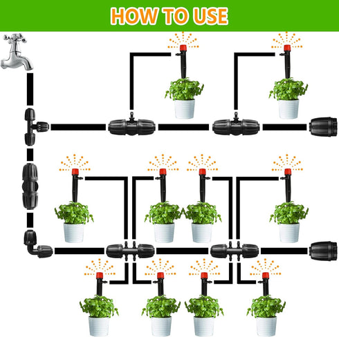 Drip Irrigation Fittings for 1/2 Inch Tubing (0.60"-0.63" OD), 10 Pieces Barbed Tee Drip Parts Locked Tee Connectors, 3 Way Drip Line Nuts Connect...