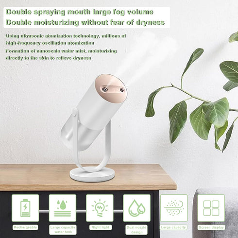 Portable Humidifier with Night Light, Bedroom Humidifier 450ml, Personal Desktop Humidifier for Baby Bedroom Travel Office Home, Living Room Air H...