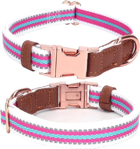 Dog Collar Reflective, Multi-Colored Stripe Dog Collar, Soft Adjustable Dog Collars with Metal Buckle for Small Medium Large Dogs, Perfect Pet Col...