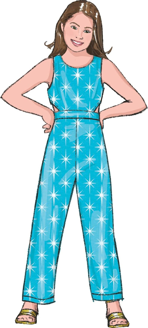 Butterick Easy to Make Girls' Dress, Jumpsuit and Romper Sewing Pattern Packet, Design Code S9127, Sizes 7-8-10-12-14, Multicolor...