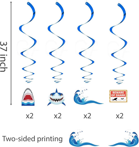 30Ct Shark Hanging Swirl Decorations, Under The Sea Party Supplies, Ocean Birthday Theme, Jaw Kids Decor for First Bday 1st Boys Girls Baby Shower...