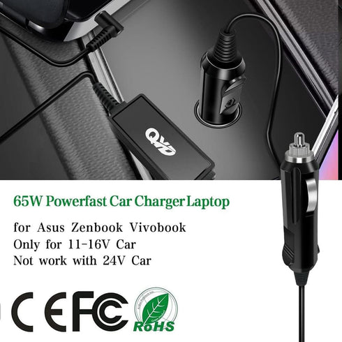 Laptop car Charger 65w Replacement for asus vivobook r556lf r556ub k501uw-ab78 ad883j20 x451m x551m f451c f551c x751s k751m f551ca f551ma x551mav-...