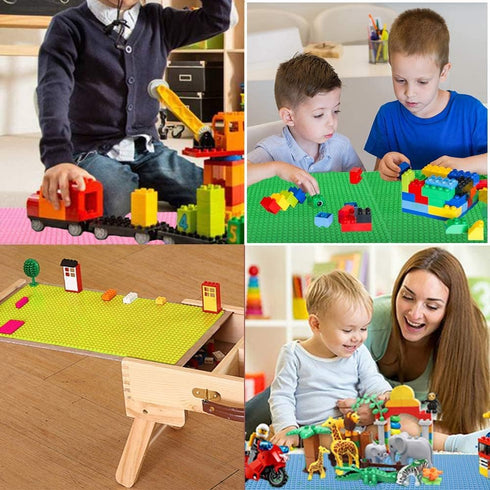 Lekebaby Classic Baseplates, Building Blocks Set Base 100% Compatible with Major Bricks Brands,10x10 Inch Flat Bottom Baseplates Pack of 4, Macaro...