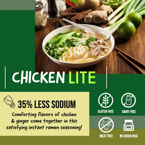 SAMABILA Chicken Lite Instant Ramen Seasoning Powder (35% LESS SODIUM) - Gluten Free - Vegan - Mild - Premium Instant Noodle Soup Powder - 5 oz...