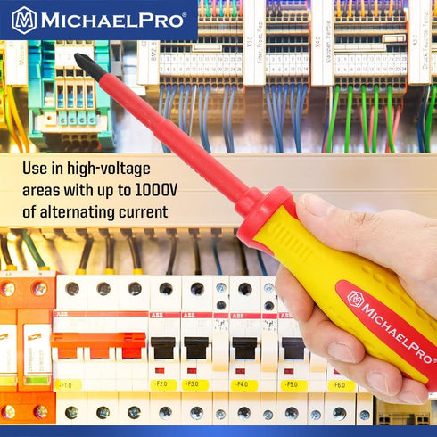 MichaelPro 2-Piece VDE Insulated Electricians Screwdrivers Set, Professional Phillips and Slotted Screwdrivers with Magnetic Tips, CR-MO Steel | M...