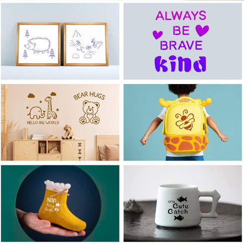 30 Pieces Baby Shower Stencils for Painting, 5 Inch Cute Onesie Stencil Reusable Mixed Phrase Painting Stencils, Small Animals Template for Painti...