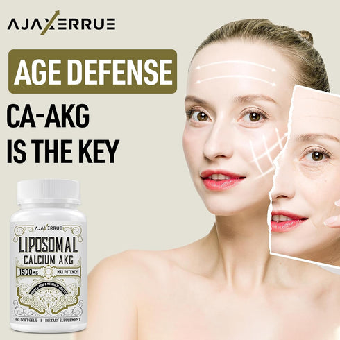 Liposomal Calcium AKG Supplement 1500 MG (Alpha-Ketoglutaric Acid), High Absorption, More Effective Than AAKG, Ca AKG for Longevity, Age Defense, ...