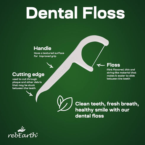 Natural Dental Floss Picks - Oral Care Dental Pick w/Mint Flavored Toothpicks, 2-in-1 Natural Floss & Toothpicks, Plant-Based Dental Flossers, Too...
