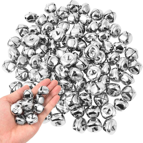 100 Pcs Jingle Bells Bulk, 1 Inch Craft Bells for DIY Christmas Home Decoration (Silver)...