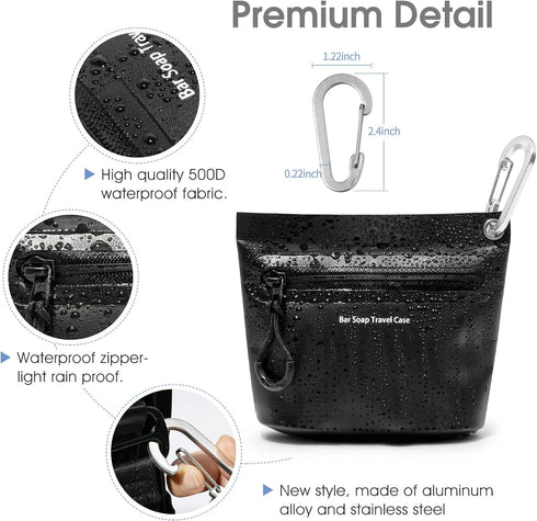 Travel Soap Container Portable Soap Bag Travel Case, Waterproof and Leak Proof, Solutions for Travelling with Bar Soap (Black)...