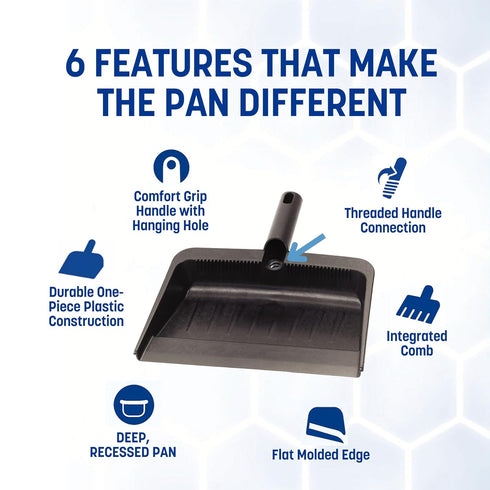 Carlisle FoodService Products 8 Inch Heavy-Duty Dust Pan, Durable Plastic, Black – For Commercial and Home Use...