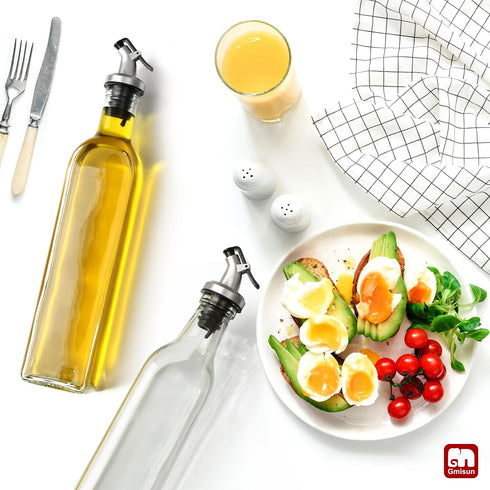 GMISUN Olive Oil and Vinegar Dispenser Bottle Set, 2Pack Oil and Vinegar Dispenser Bottle, 17oz Kitchen Oil Dispenser, Glass Cooking Oil Dispenser...