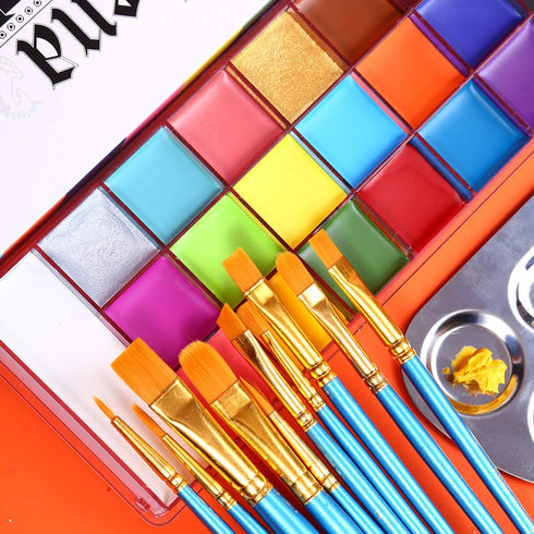 UCANBE Face Body Paint Set-Athena Painting Palette,10 Professional Artist Brush,Large Deep Pan Ideal for Halloween Cosplay Party SFX Arty Stage Ma...