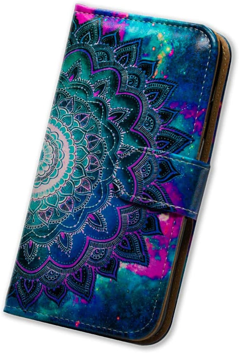 Case for Moto G7 Power/Moto G7 Supra, Mandala Flower Space Leather Flip Case Wallet Cover with Card Slot Holder Kickstand for Motorola Moto G7 Pow...