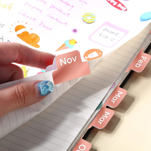 Outus 24 Pieces Monthly Tabs for Planner Adhesive Tabs Designer Accessories Monthly Tabs Planner Stickers Decorative for Office Planners Organizat...