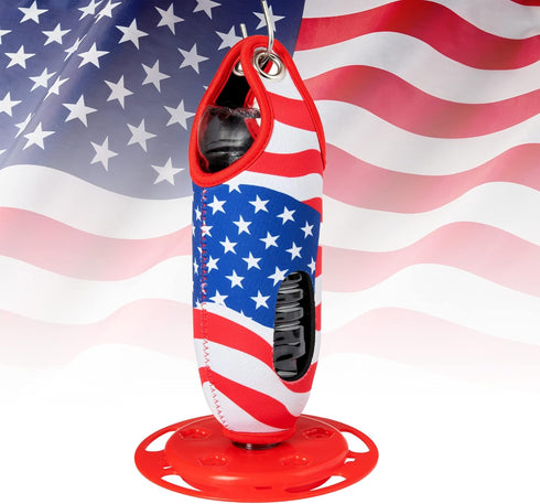 The Hummingbird Bottle Hummingbird Feeders for Outdoors Hanging, Uses Recyclable Bottles (American Flag)...