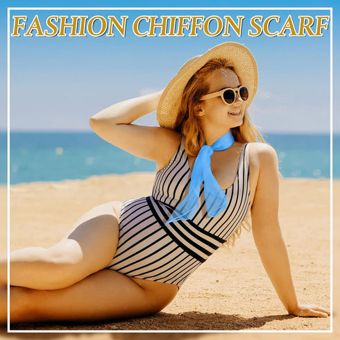 22 Pcs 50s Retro Chiffon Sheer Square Neck Head Scarf for Women Handkerchief Lightweight Satin Ribbon Scarf Hemmed Sheer Neck Scarf Juggling Dance...