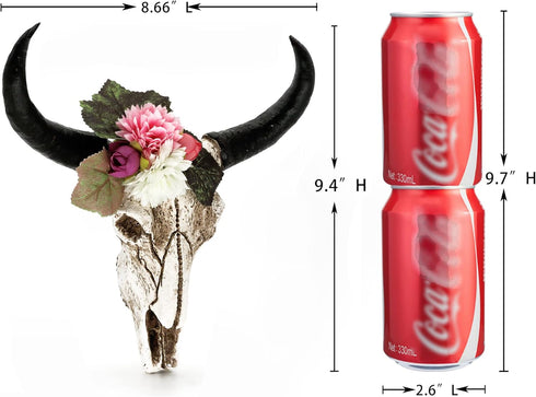 alikiki Floral Cow Skull Wall-Decor –DIY Faux Bull Skull Head Wall Hanging 3D Boho Chic Decor Western Steer Bison Animal Wall Sculpture w/Dreamcat...