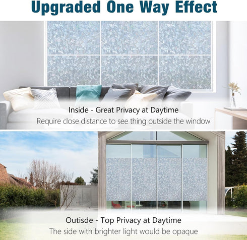 rabbitgoo Window Privacy Film, Rainbow Window Film, Removable Stained Glass Sticker, Heat Control Window Cling for Decor, Silver, 17.5 x 78.7 inch...