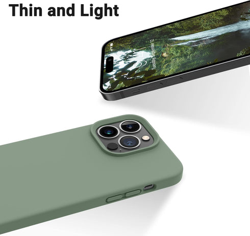 OTOFLY Designed for iPhone 14 Pro Case, Silicone Shockproof Slim Thin Phone Case for iPhone 14 Pro 6.1 inch (Calke Green)...