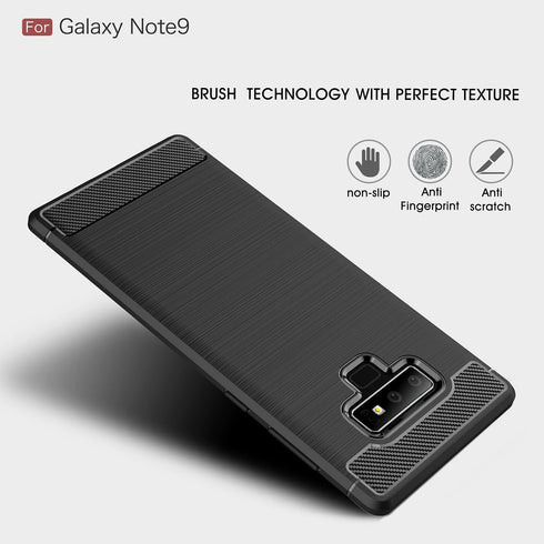 Compatible with Samsung Galaxy Note 9 Carbon Fiber Soft TPU Brushed Line Basic Phone Back Case Cover (Black)...