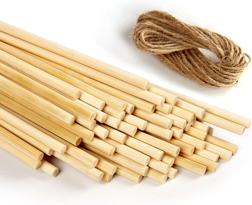 Bamboo Wood Plant Sticks for Garden Stakes Grilling Skewer Plant Sticks for Tomato,Orchid,Potato,Potted House Plants and Hand Crafts -12 Inch 60Pc...
