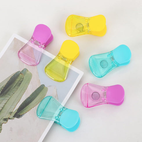 Plastic Refrigerator Magnet Clips Sets? Magnet Paper Clips, Snacks Bag Clips? Multipurpose Clips - Set of 6 (Neon Colors)...