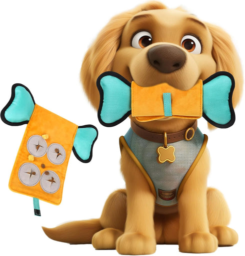 Dog Squeaky Toy, Indestructible Plush and Nylon Fabric Dog Puzzle Toy, Interactive Dog Toys...