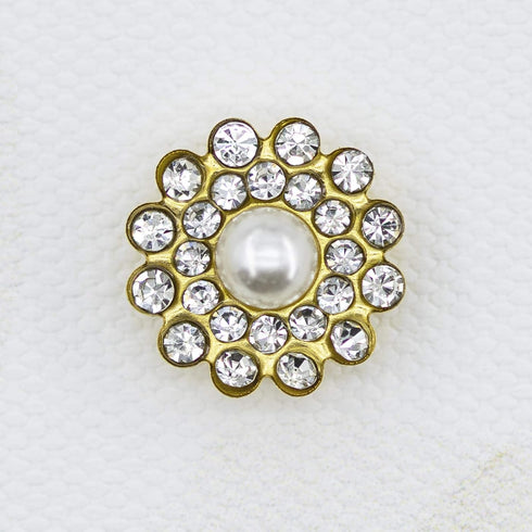 50 pcs Pearl Rhinestone Crystal Embellishments Decoration Brooch Flatback DIY Craft for Flower Bow Headband Dress Accessory 14mm (Gold)...