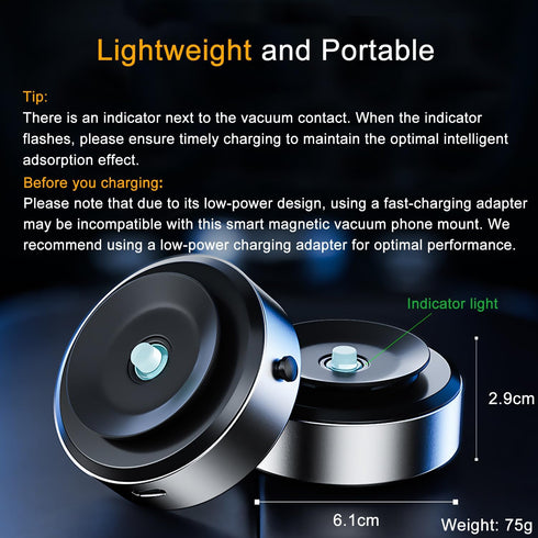 Vacuum Magnetic Suction Cup Phone Mount, Hands-Free Magnetic Suction Mount for Car/Gym/Mirror/Smooth Surface, Shower Phone Holder for Magsafe iPho...