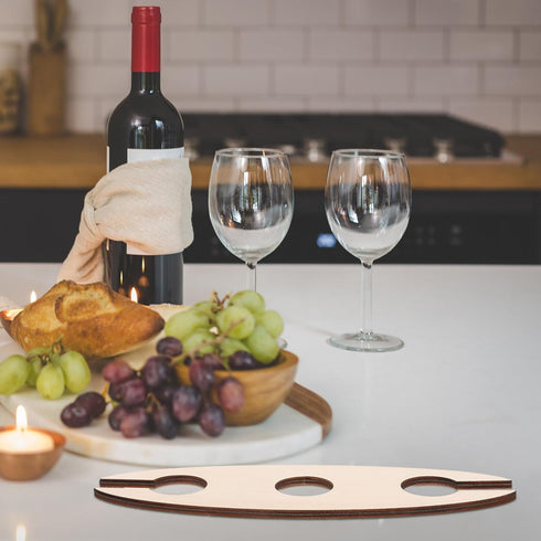Alipis 3pcs Bamboo Wine Storage and Display Rack Wine Racks Countertop with Glass Holder Bottle Shaped Shelf Wine and Wine Glass Holder for Home D...