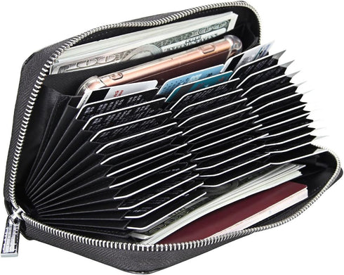 Cynure Women 36 Slots RFID Blocking Card Holder Large Long Leather Zipper Organizer Accordion Wallet...