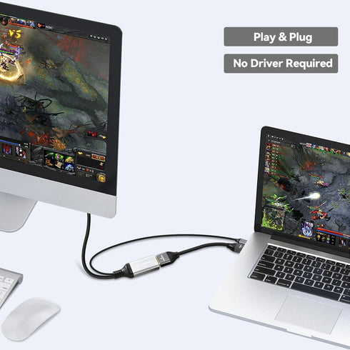 ELUTENG HDMI Female to USB C Male Adapter 4K@60Hz Portable HDMI Input to Type C Output Converter Cable Thunderbolt 3 Adapter Compatible for Micros...