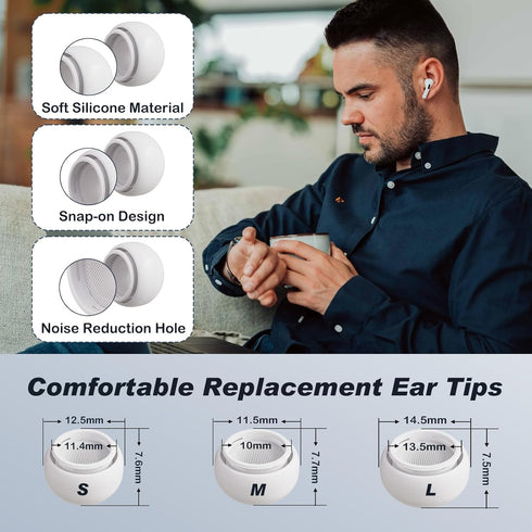 Airpods Pro 2nd Generation Case Cover, Full Protective Soft Silicone, with Cleaner kit and 3 Pairs Replacement Ear Tips, Front LED Visible...