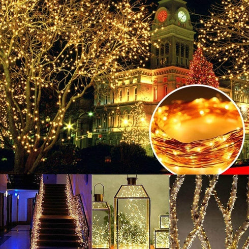 Joomer Solar String Lights Outdoor, 2Pack Total 100ft 300LED 8 Modes Solar Fairy Lights,Waterproof Lights for Tree, Patio, Garden, Outdoors Decora...