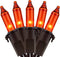 YULETIME Orange Christmas Lights with Brown Wire, 66 Feet 200 Count UL Certified String Lights, Pack of 2 Sets 33 Ft 100 Count Amber Incandescent ...