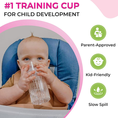 Reflo Smart Cup (Blue & Green 2-Pack) Open Training Cup, Toddler Cup, No Suction 6oz, 360 Control-Flow, USA MADE Premium High-Impact Plastic...