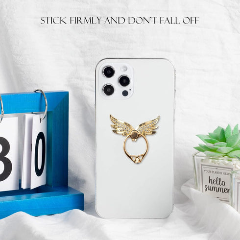 Angel Wings Glitter Bling Bling Phone Ring Holder, 2 Pack Sparkle Phone Ring Grip Artificial Diamond Stand,Rhinestone Cell Finger Ring for Phones,...