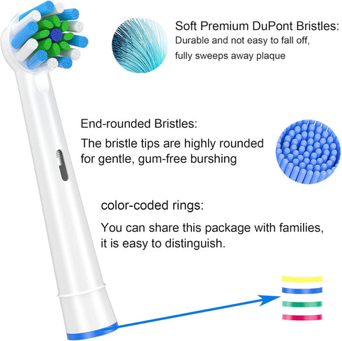 Toothbrush Heads Compatible with Oral B Electric Toothbrush,16Count White Cross Clean Toothbrush Heads Refill for Braun Toothbrush, Medium Brush...