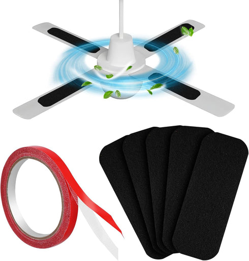 5pcs Ceiling Fan Air Filter, Fan Blade Air Purifier Active Carbon Filter Pads with Double-sided Tape for Home Office Keep Air Fresh Cleaning Conta...
