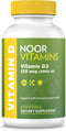 Noor Vitamins Halal Vitamin D, Halal Vitamin D3, 5000 IU Softgels, Supports Bone, Immune & Heart Health, from Safflower Oil to Maximize Absorption...