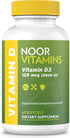Noor Vitamins Halal Vitamin D, Halal Vitamin D3, 5000 IU Softgels, Supports Bone, Immune & Heart Health, from Safflower Oil to Maximize Absorption...