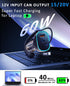 90W USB C Car Charger with 5ft 60W Type C Coiled Cable, Super Fast Car Charger Adapter with Transparent Body, Cigarette Lighter Adapter for iPhone...