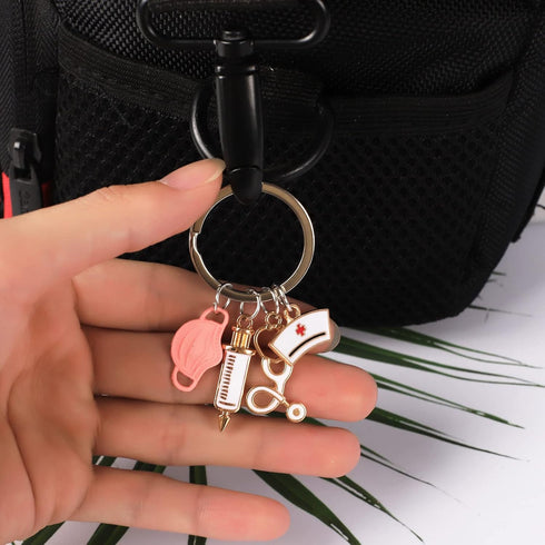 Nurse Keychain,Nursing Graduation Gift for Nurses Women,Mask Medical Tool Injection Syringe Stethoscope Nurse Cap Assistant...