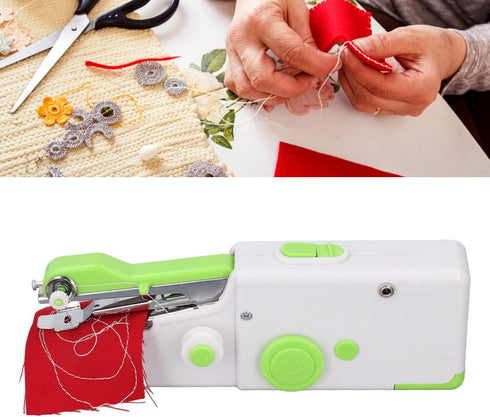 Handheld Sewing Machine, Mini Sewing Machine Kits, Portable Household Hand Stitching Machine Sewing Device Sewer with Scissors, Tape Measure & Sew...