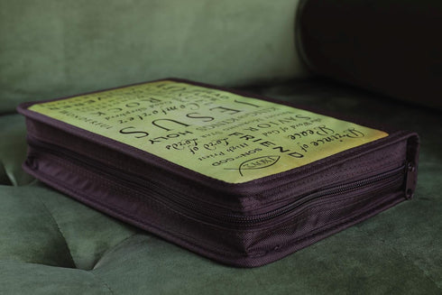 Names of Jesus Bible Cover, Zippered, with Handle, Canvas, Brown, Large...
