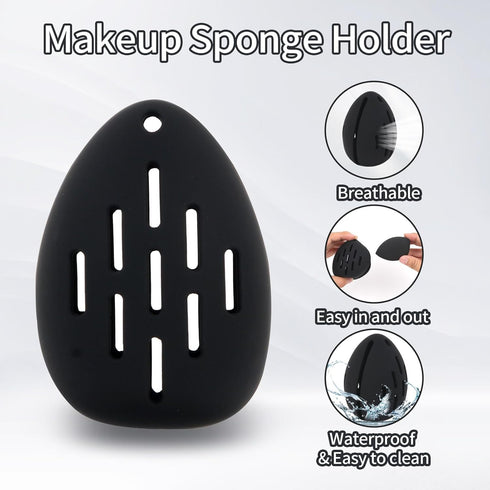 Makeup Sponge Holder with Makeup Sponge, Breathable Beauty Blender Holder, Washable Silicone Make Up Sponges Holder Convenient Beauty Blender Orga...