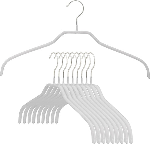 MAWA Ft Reston Lloyd Silhouette Series Non-Slip Space Saving Clothes Hanger for Shirts and Dresses, Style 41/F, Set of 10, White...