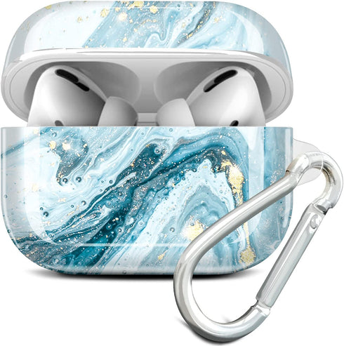 JIAXIUFEN Compatible with AirPods Pro 2019 / Airpods Pro 2nd Generation Case Cover Gold Sparkle Glitter Marble Design Cute Full Protective Silicon...
